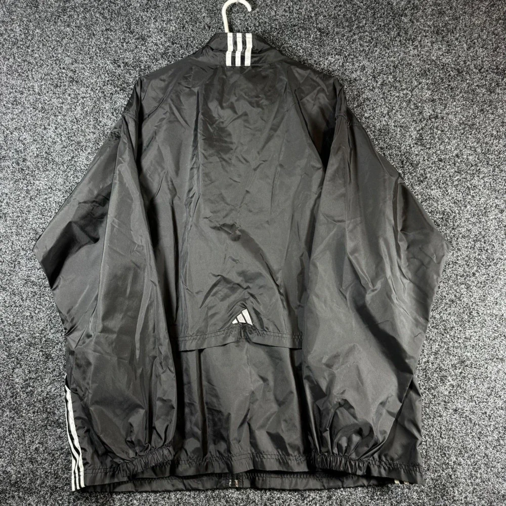Adidas Vintage Windbreaker Jacket XL Black Full Zip Mesh Lined 3 Stripe Mens